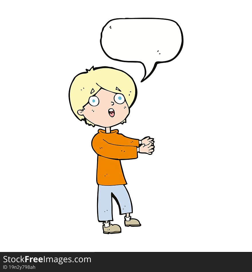 Cartoon Shocked Boy With Speech Bubble