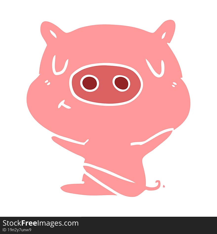 flat color style cartoon content pig