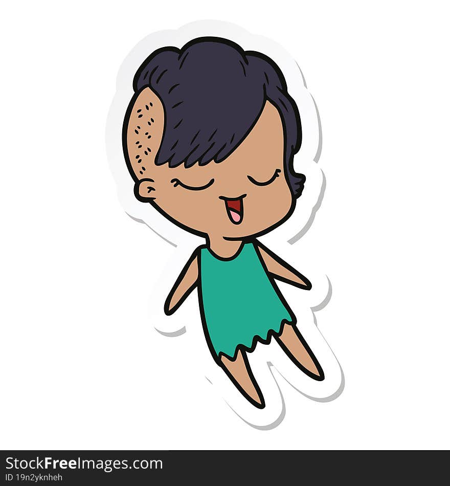 sticker of a happy cartoon girl