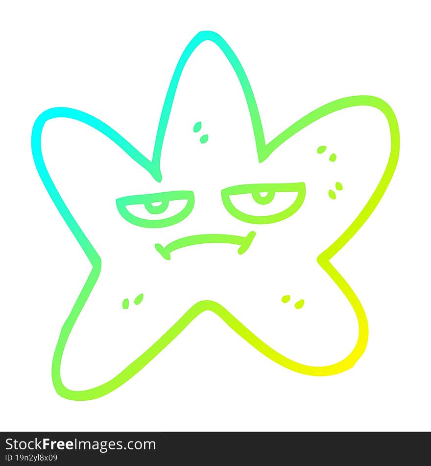 cold gradient line drawing cartoon star fish