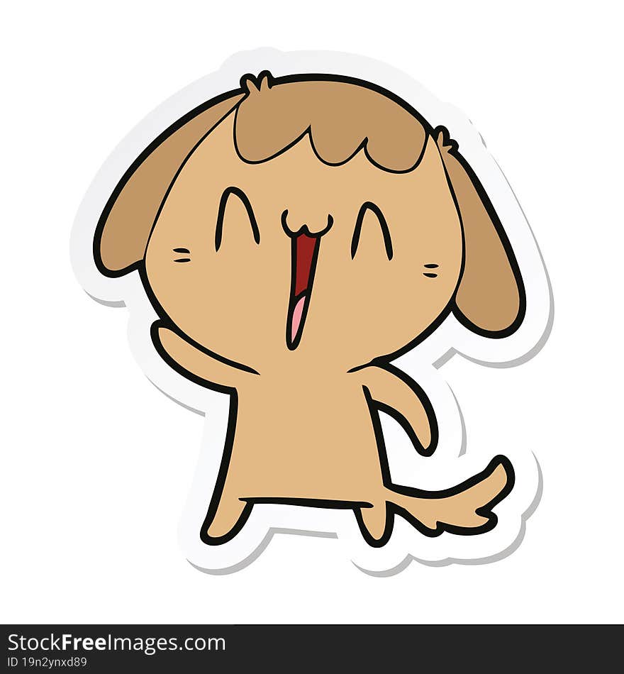 Sticker Of A Cartoon Laughing Dog