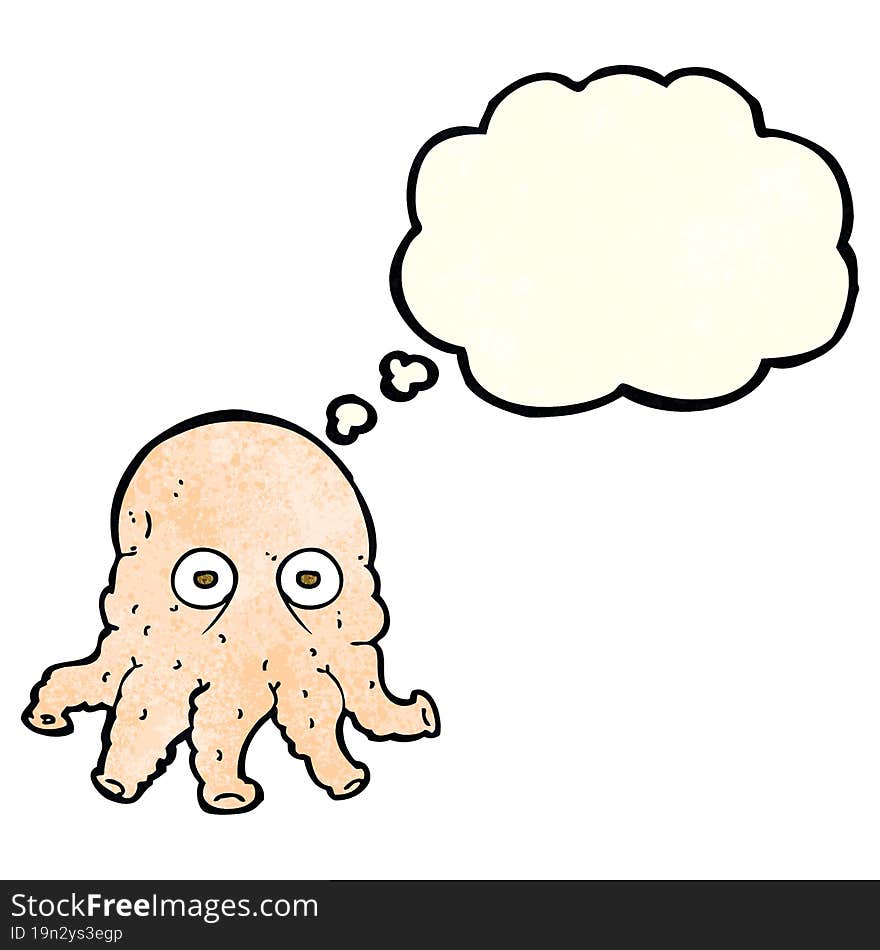 cartoon alien squid face with thought bubble