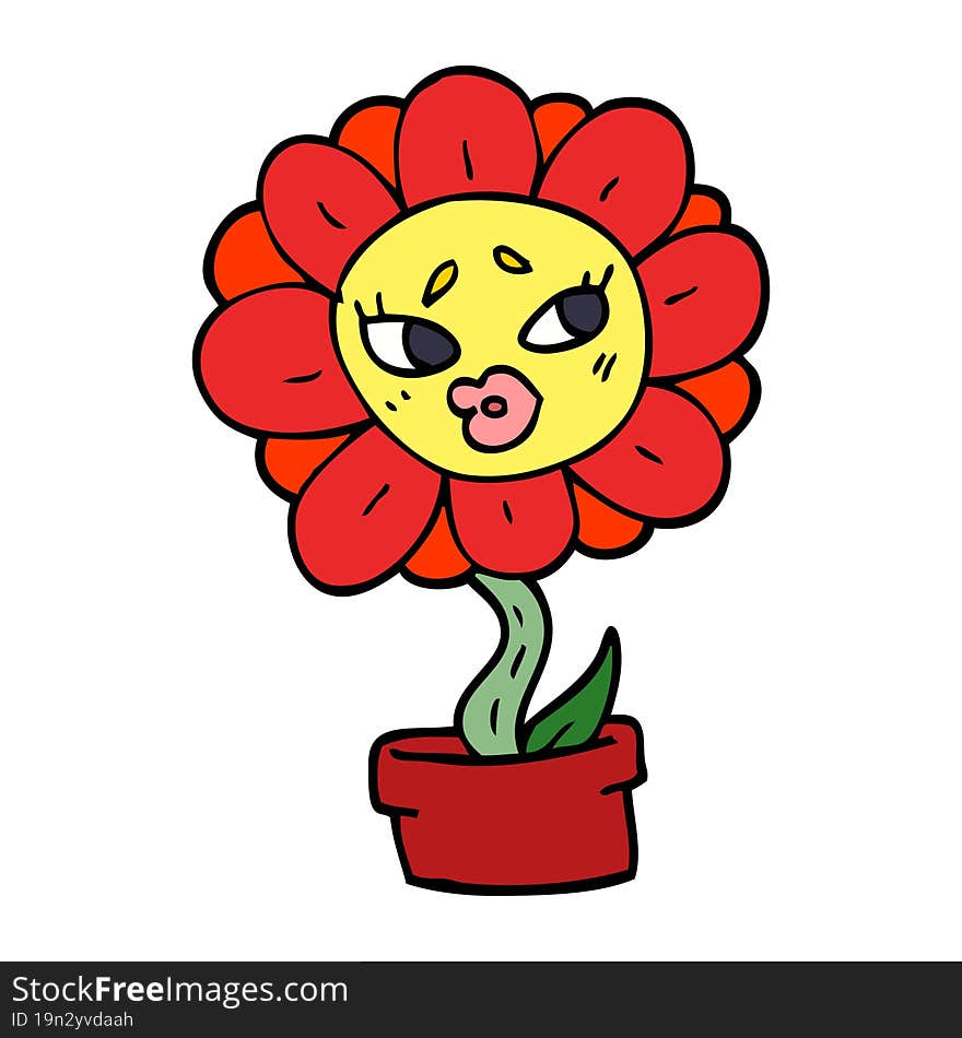 Cartoon Doodle Flower Pot