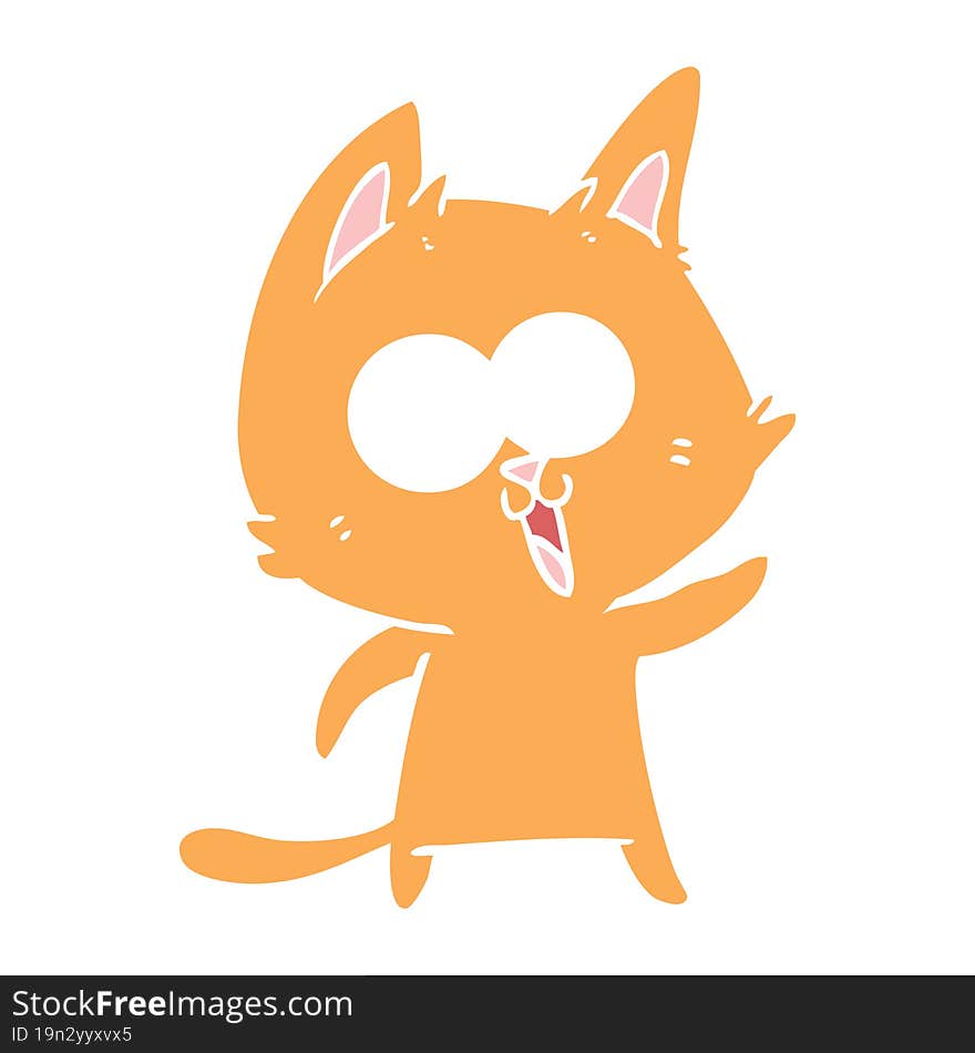 funny flat color style cartoon cat