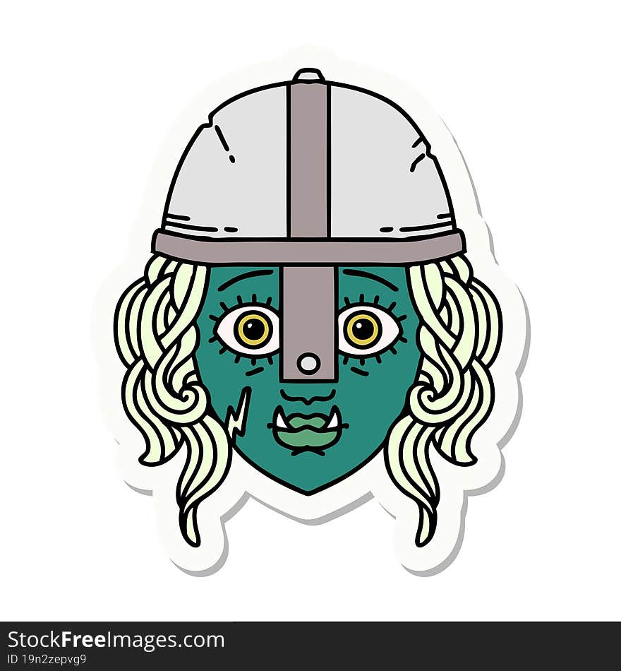 orc fighter character face sticker