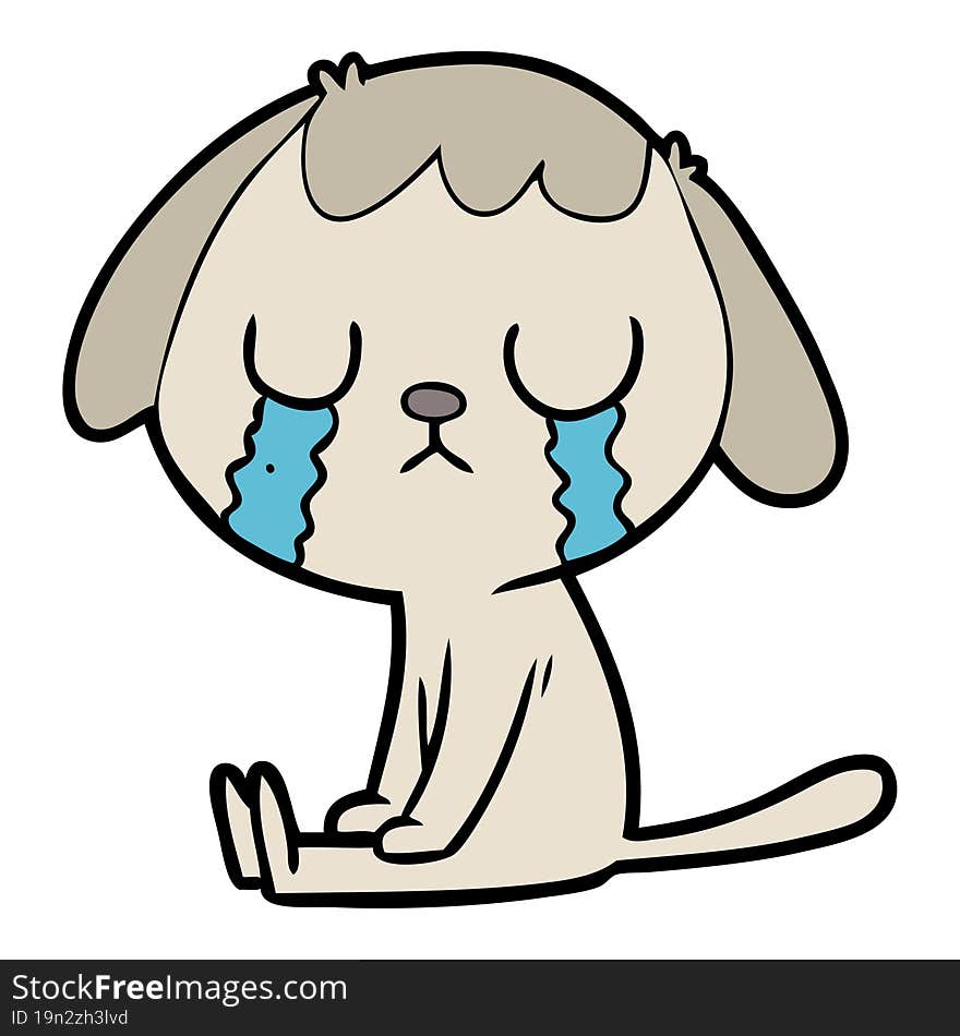 cute cartoon dog crying. cute cartoon dog crying