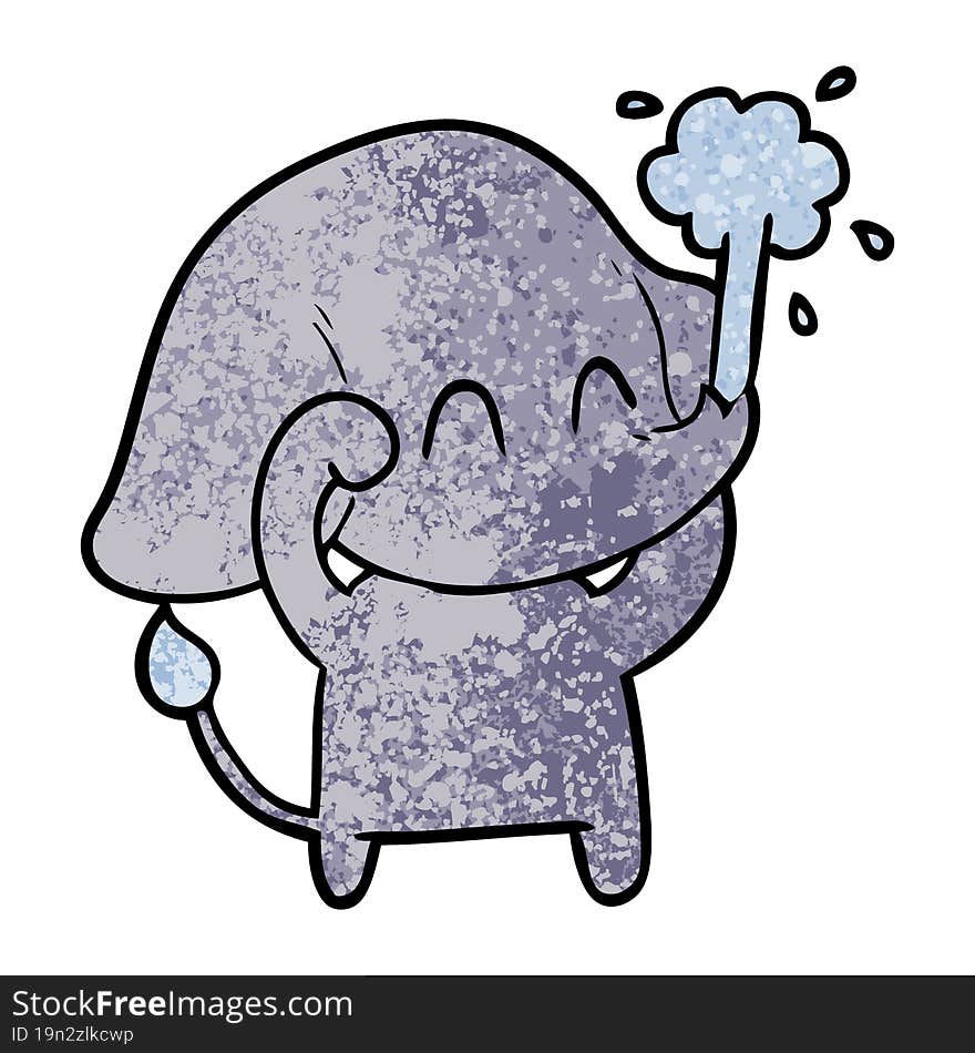 cute cartoon elephant spouting water. cute cartoon elephant spouting water