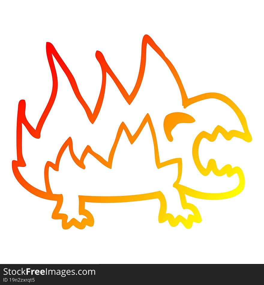 warm gradient line drawing cartoon fire demon