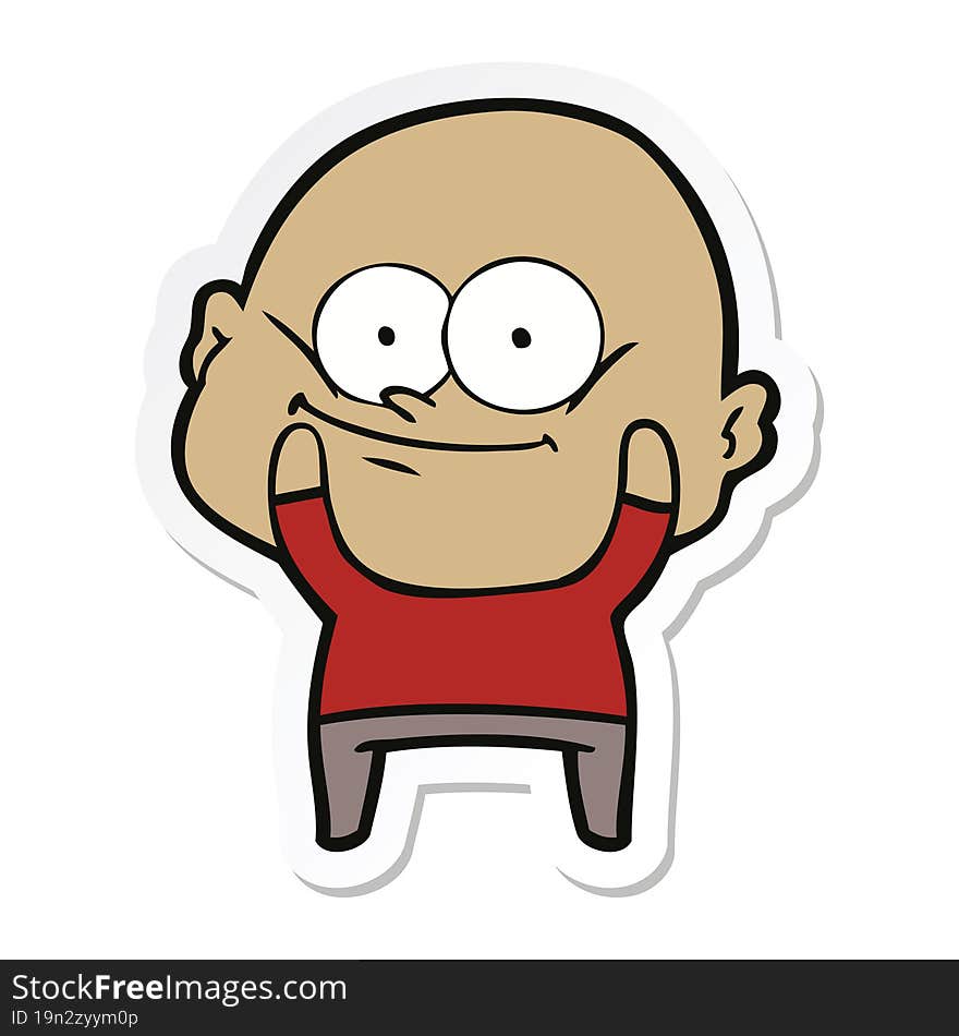 Sticker Of A Cartoon Bald Man Staring