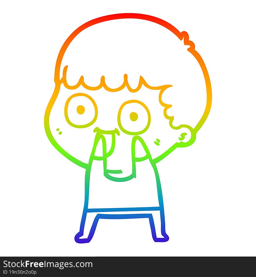 rainbow gradient line drawing cartoon man staring