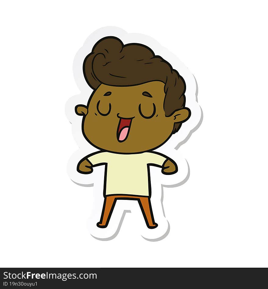 Sticker Of A Happy Cartoon Man