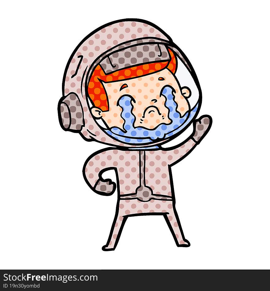 cartoon crying astronaut. cartoon crying astronaut