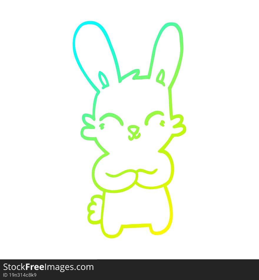 Cold Gradient Line Drawing Cute Cartoon Rabbit