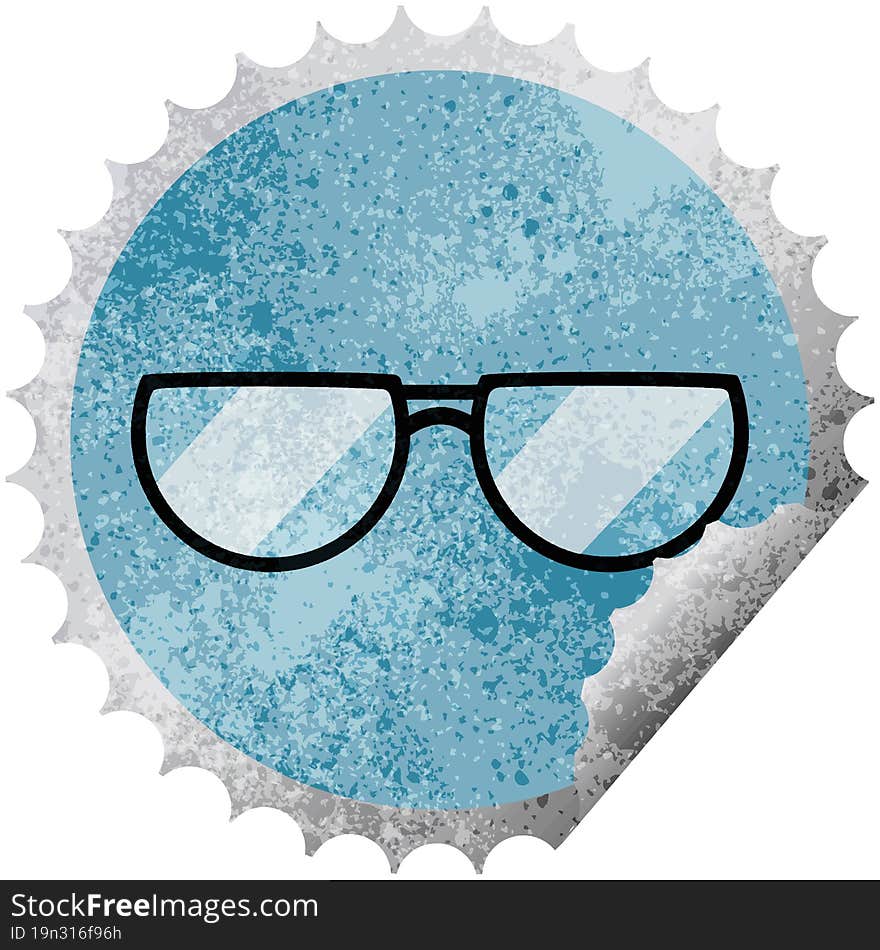 spectacles graphic vector illustration round sticker stamp. spectacles graphic vector illustration round sticker stamp