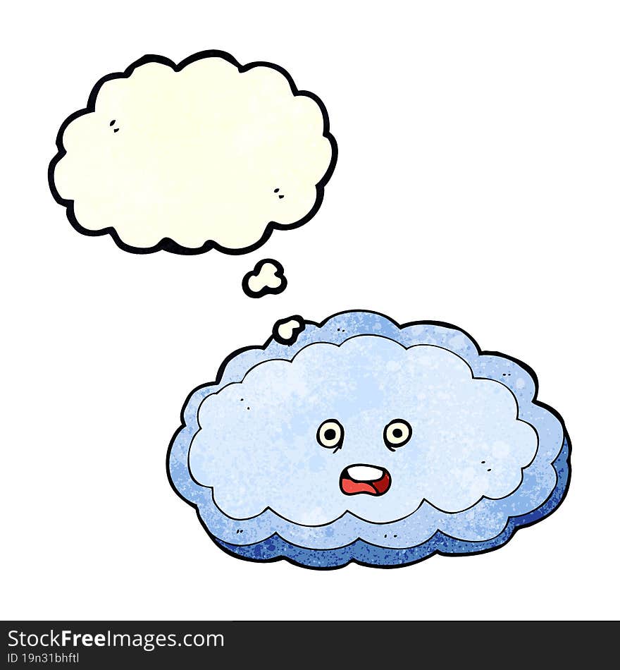 cartoon decorative cloud with thought bubble