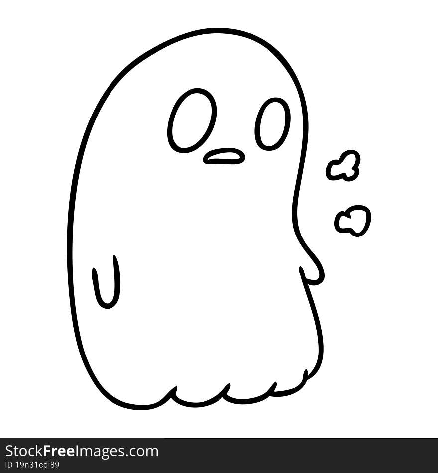 line drawing illustration of a kawaii cute ghost. line drawing illustration of a kawaii cute ghost