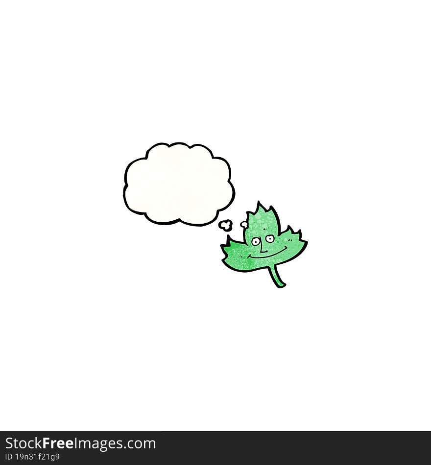 cartoon leaf with thought bubble