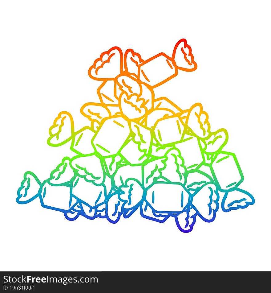 rainbow gradient line drawing cartoon candy