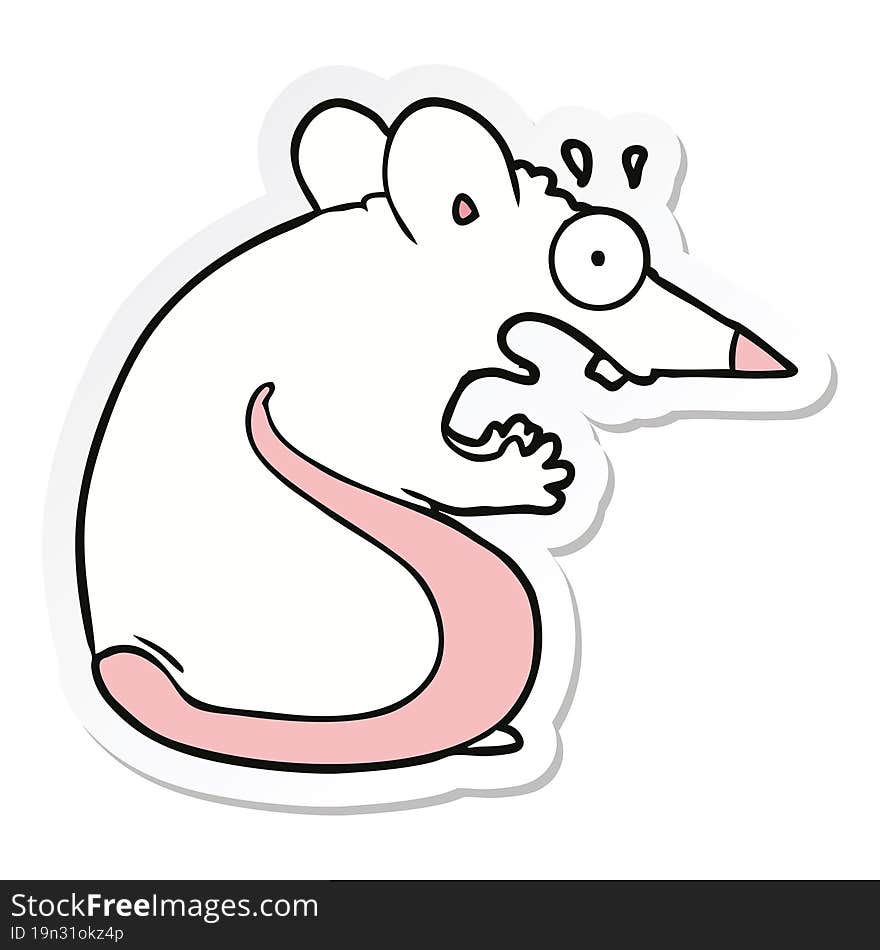 sticker of a cartoon frightened mouse