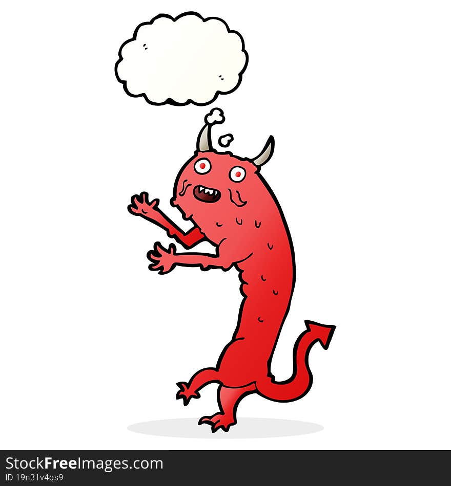 cartoon devil with thought bubble