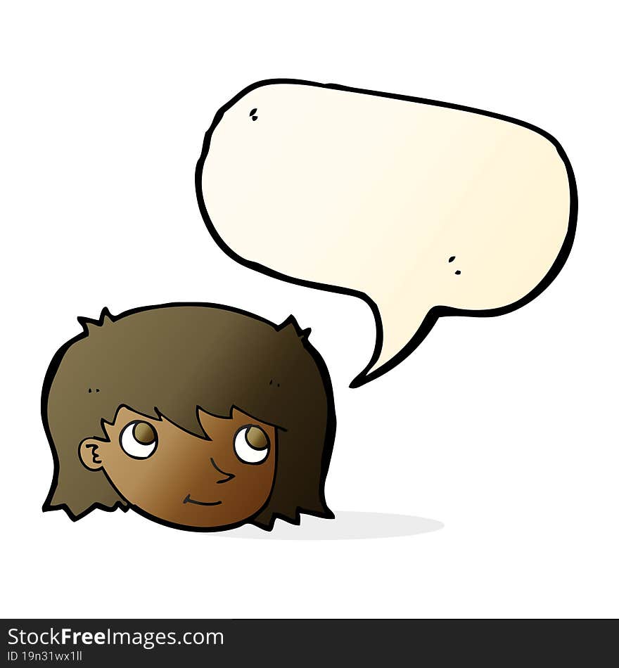 cartoon female face with speech bubble