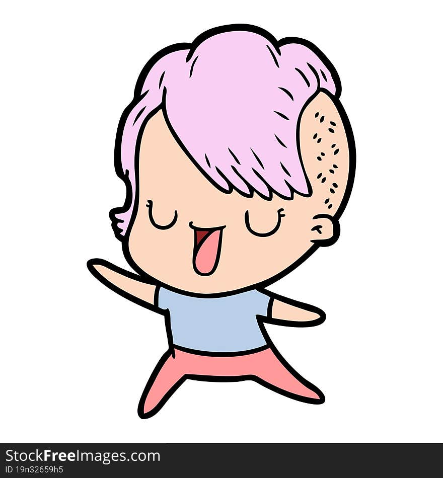 cute cartoon girl with hipster haircut. cute cartoon girl with hipster haircut