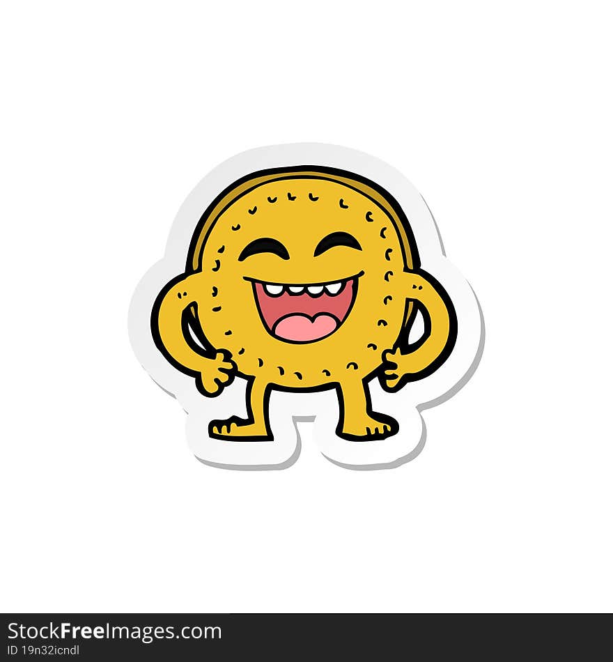 sticker of a cartoon happy coin