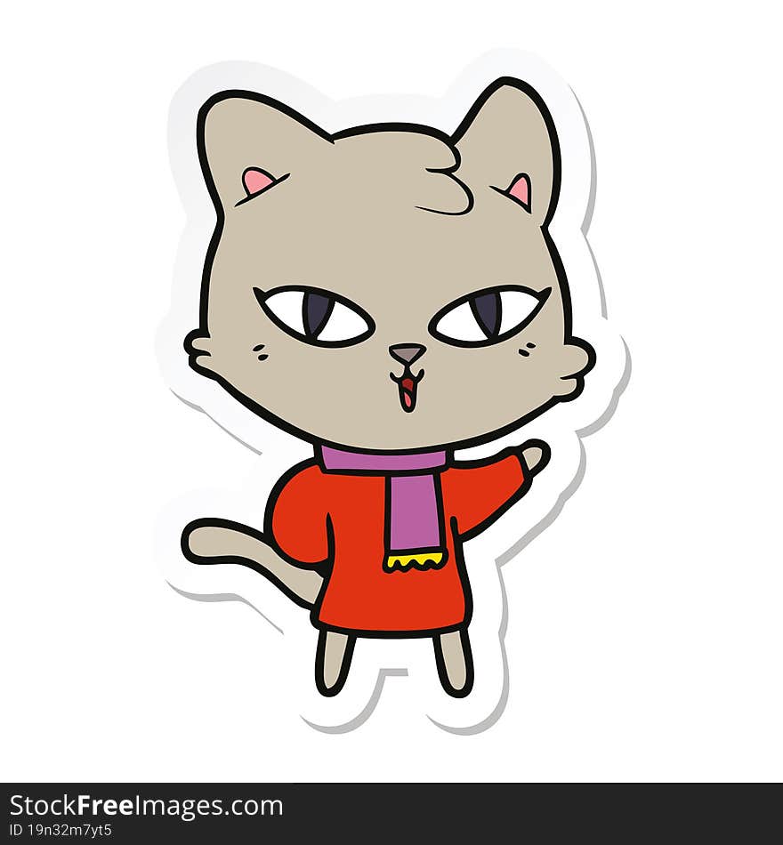 Sticker Of A Cartoon Cat