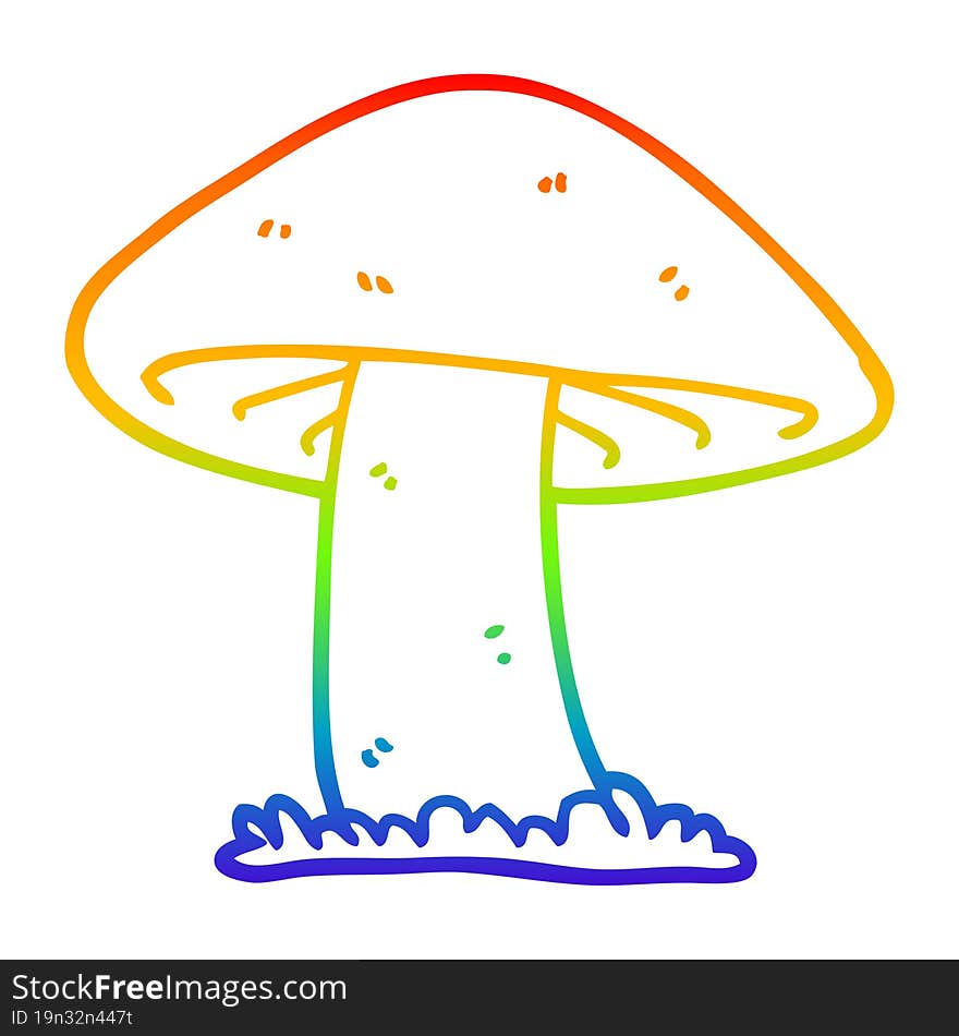 rainbow gradient line drawing cartoon mushroom