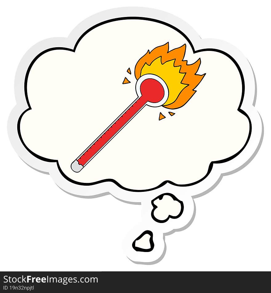 cartoon thermometer and thought bubble as a printed sticker