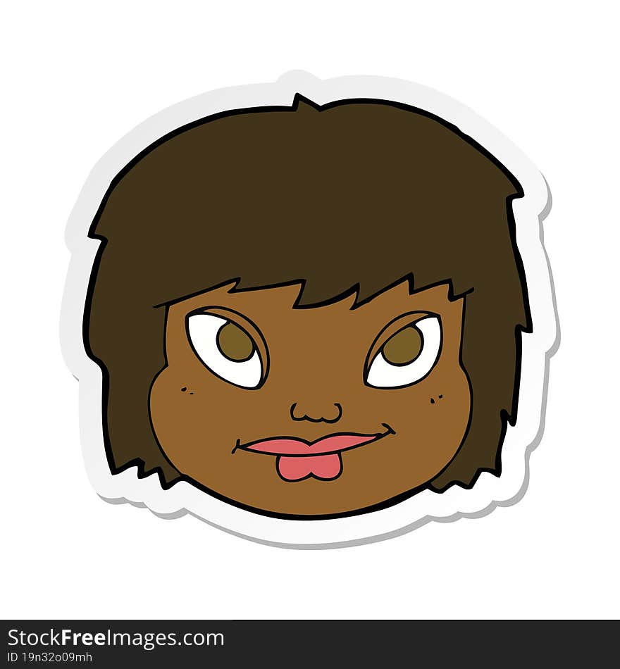 sticker of a cartoon female face