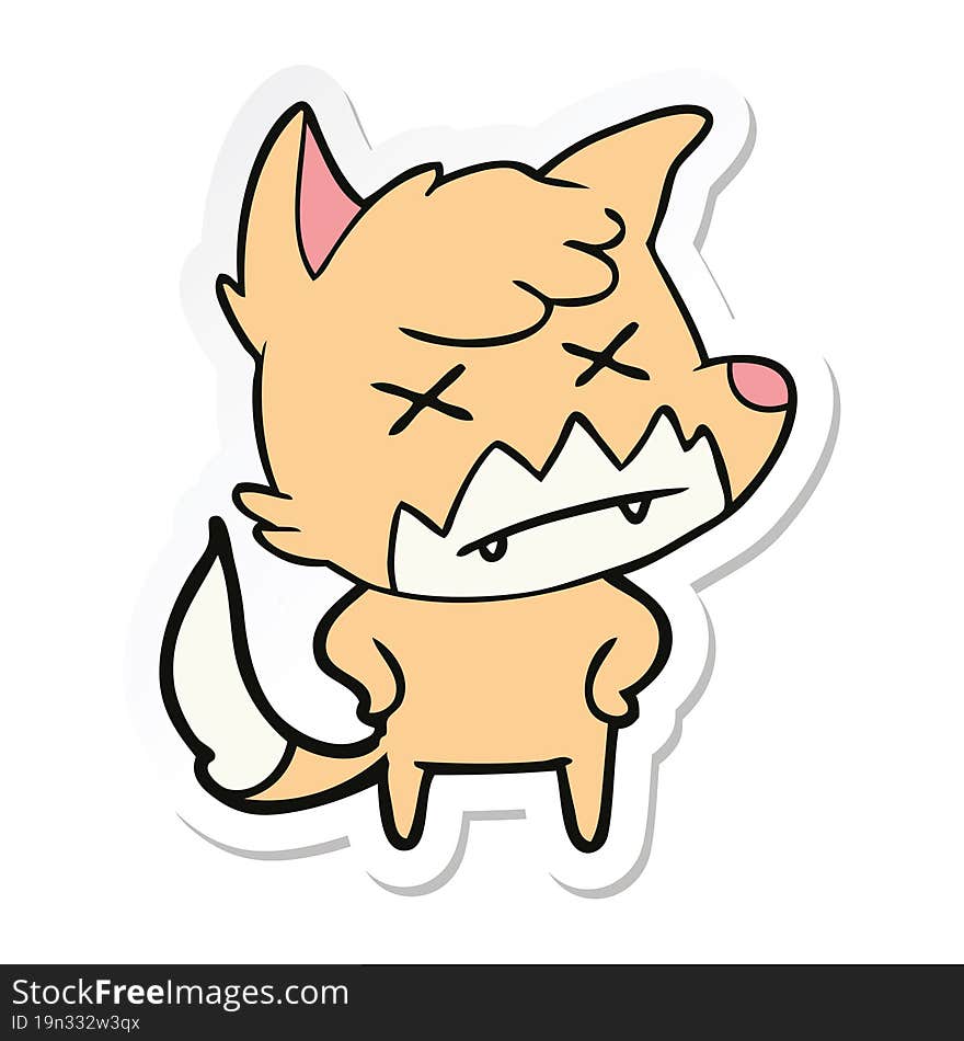 Sticker Of A Cartoon Dead Fox