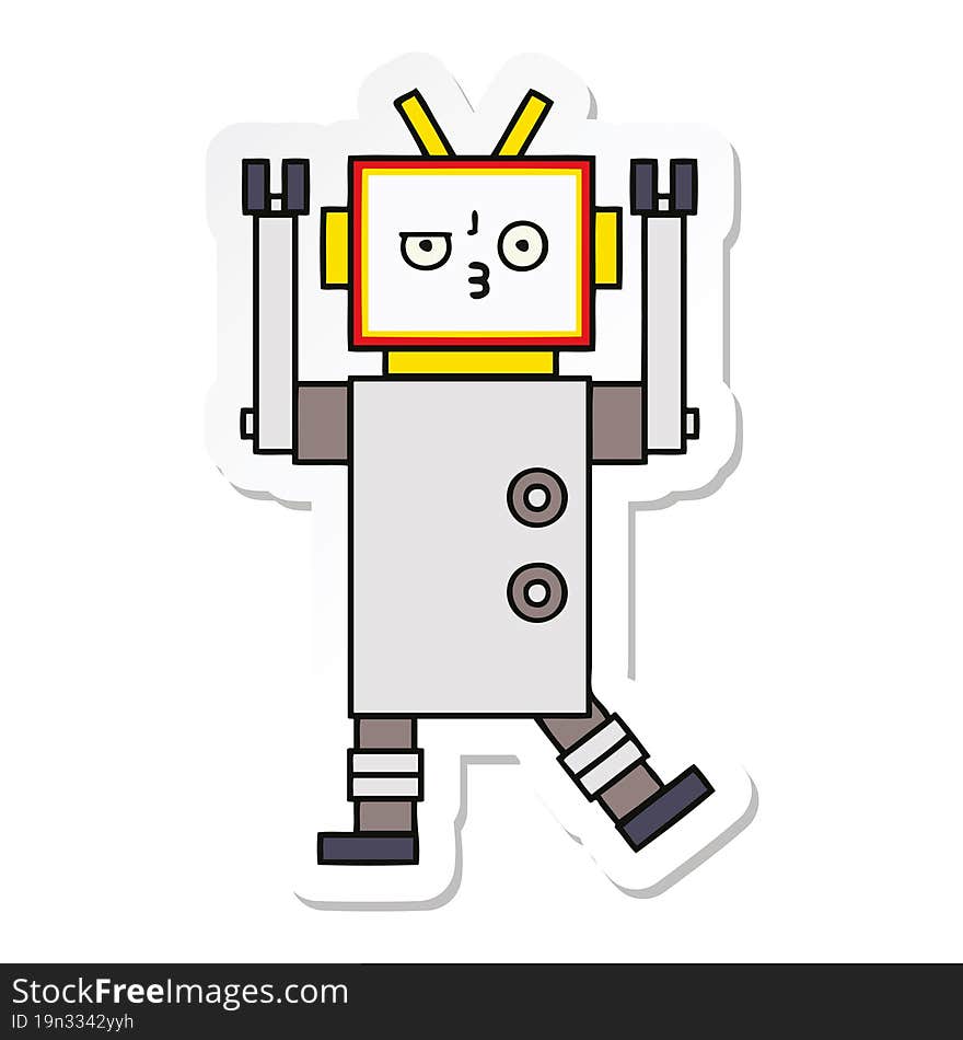 Sticker Of A Cute Cartoon Robot