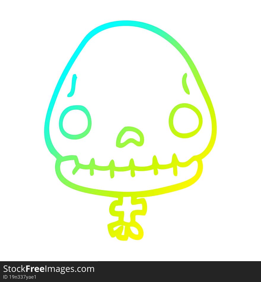 cold gradient line drawing cartoon halloween skull