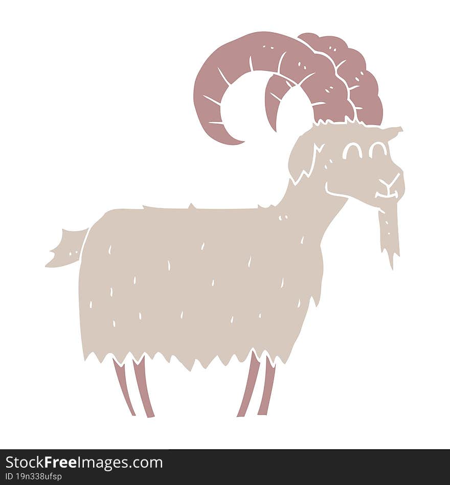 flat color illustration of a cartoon goat