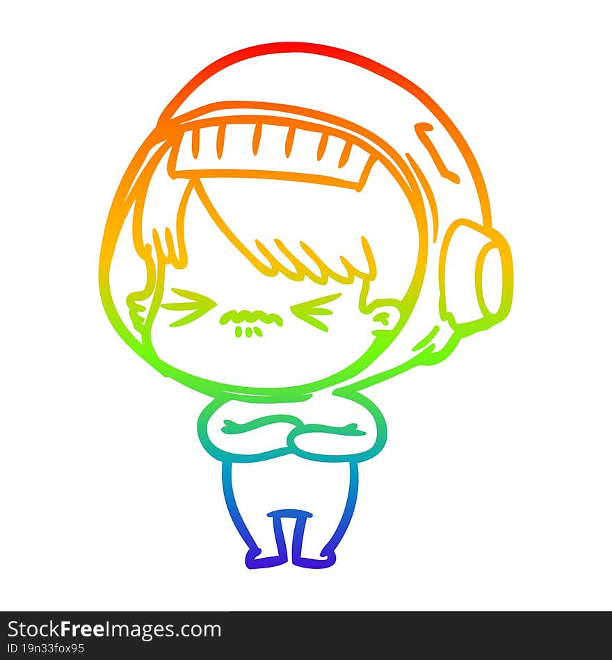 rainbow gradient line drawing angry cartoon space girl