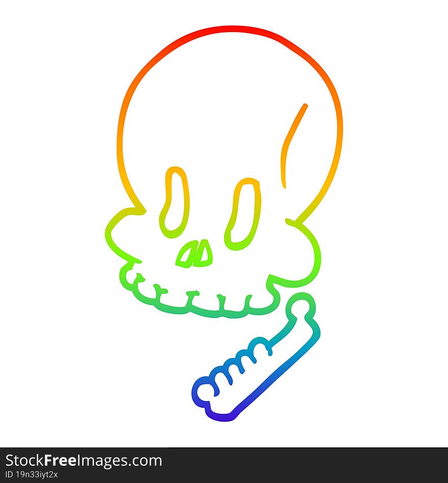 rainbow gradient line drawing cartoon halloween skull