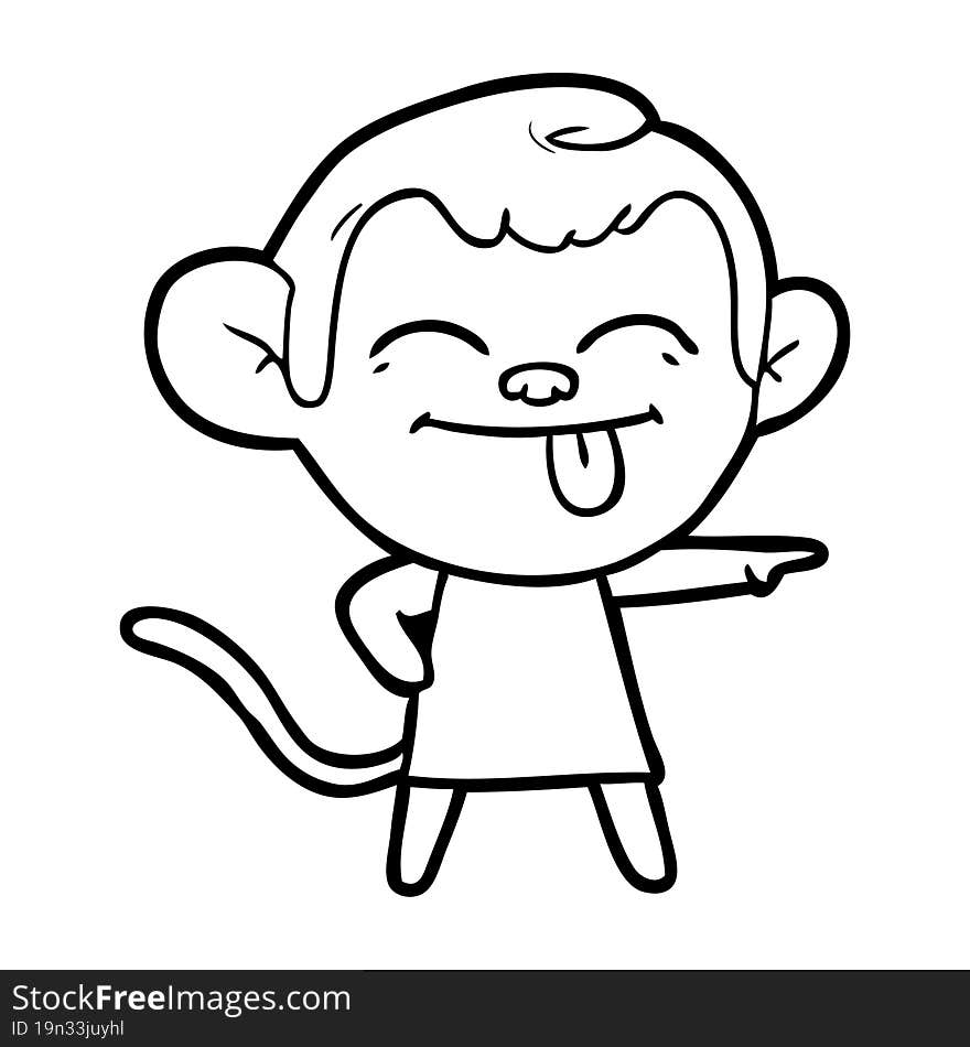 funny cartoon monkey pointing. funny cartoon monkey pointing