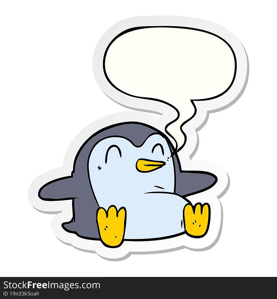 cartoon penguin and speech bubble sticker