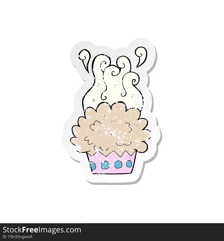 retro distressed sticker of a cartoon cup cake