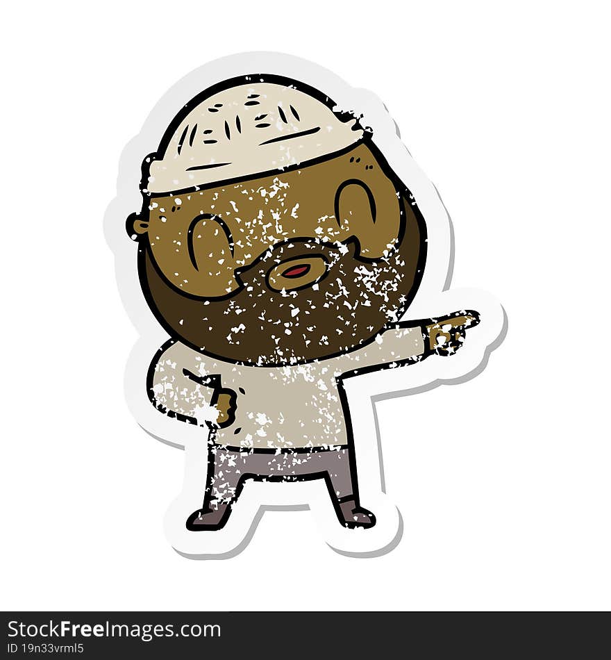 Distressed Sticker Of A Cartoon Bearded Man