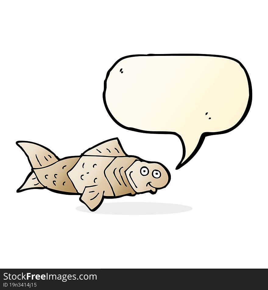 cartoon funny fish with speech bubble