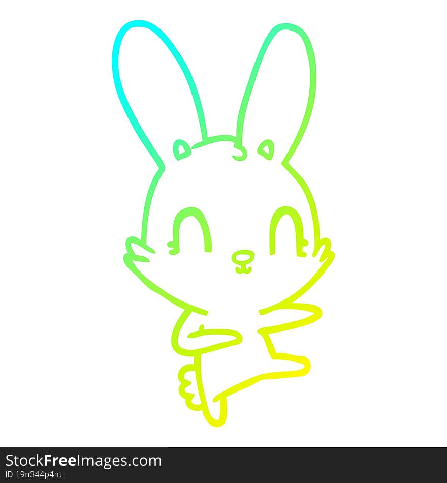 cold gradient line drawing cute cartoon rabbit dancing