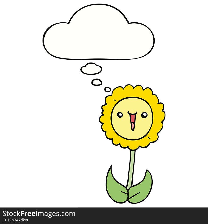 cartoon flower and thought bubble