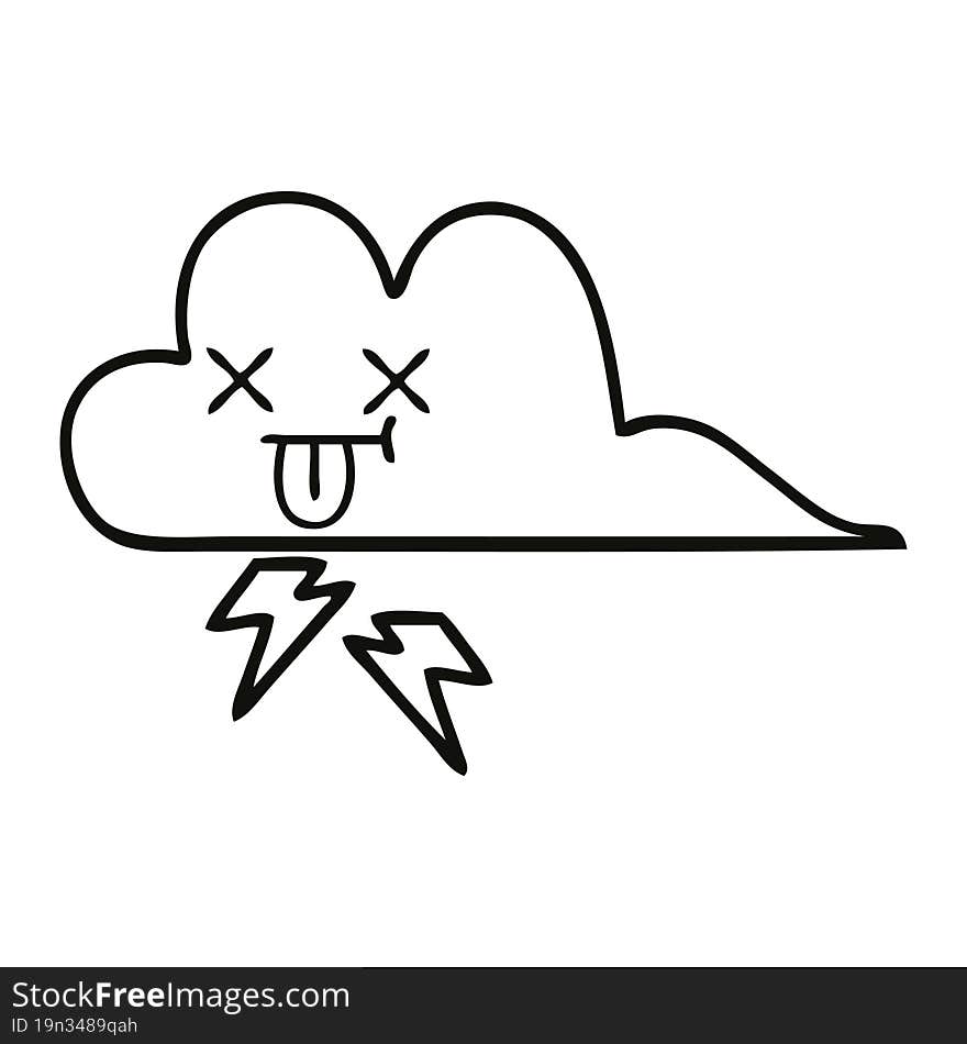 line drawing cartoon thunder cloud