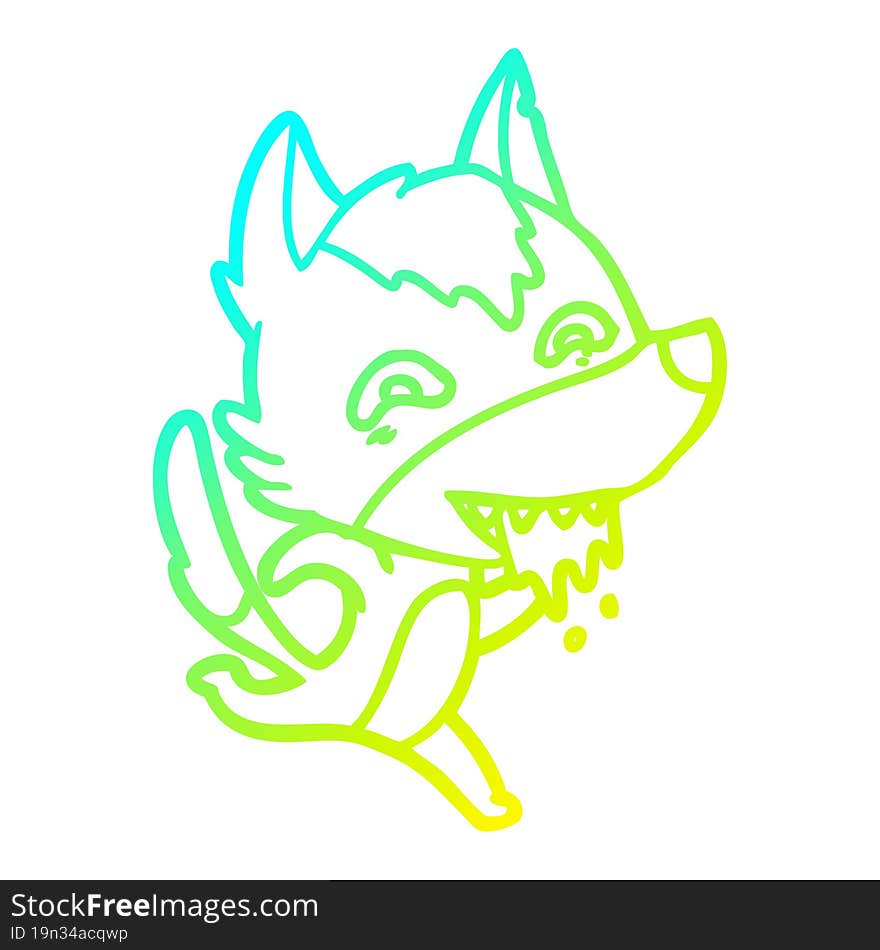 cold gradient line drawing cartoon hungry wolf running