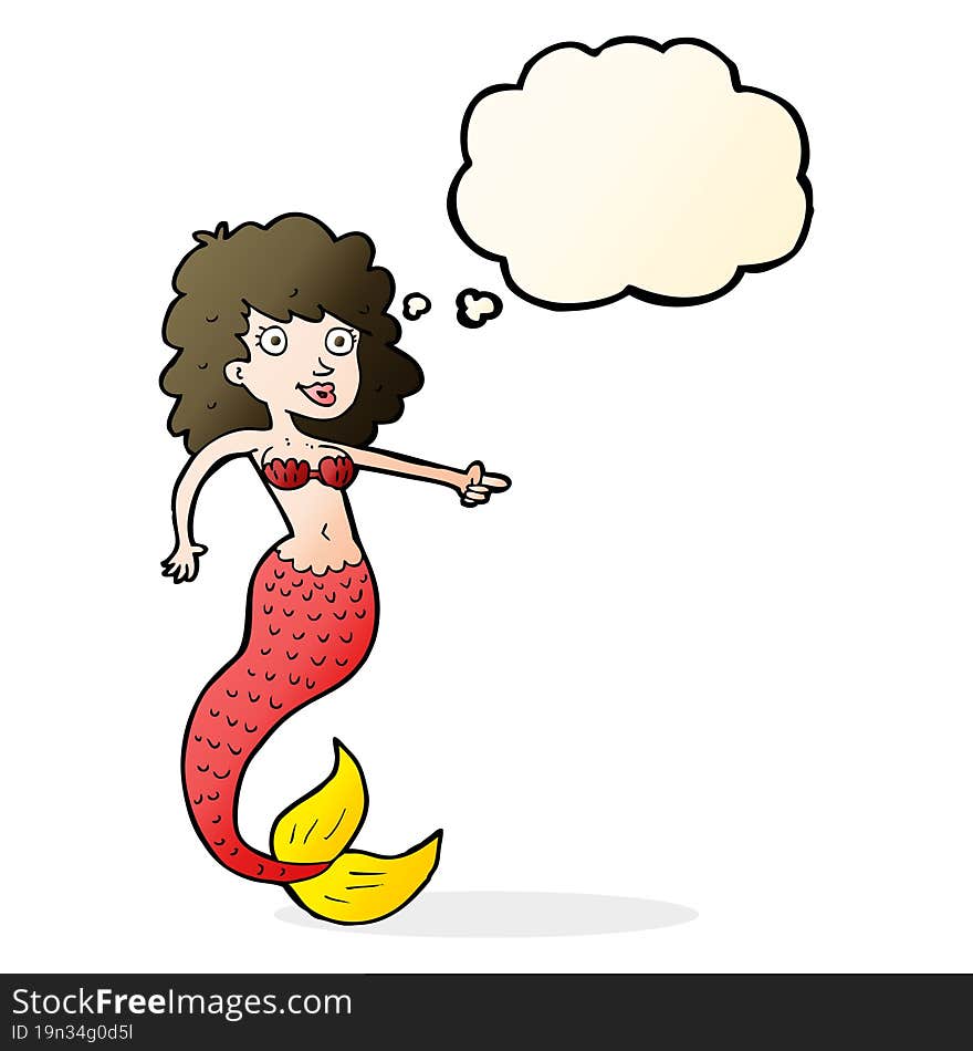 Cartoon Mermaid With Thought Bubble