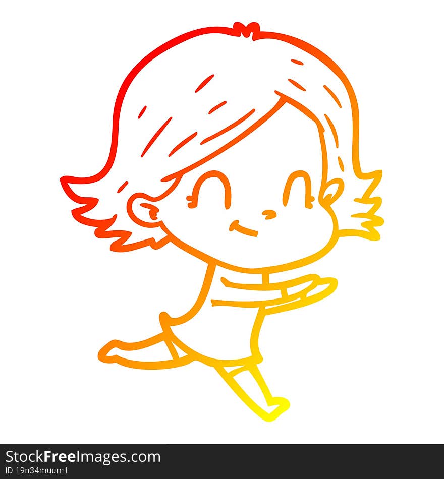 warm gradient line drawing cartoon friendly girl