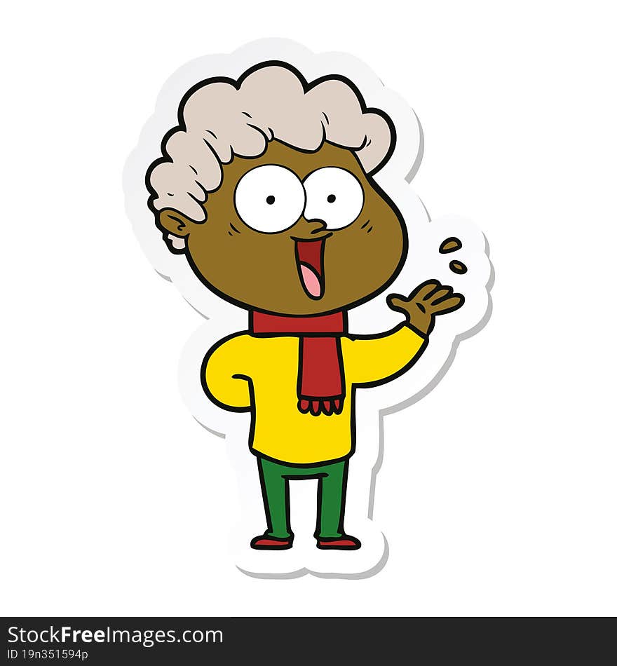 sticker of a cartoon happy man