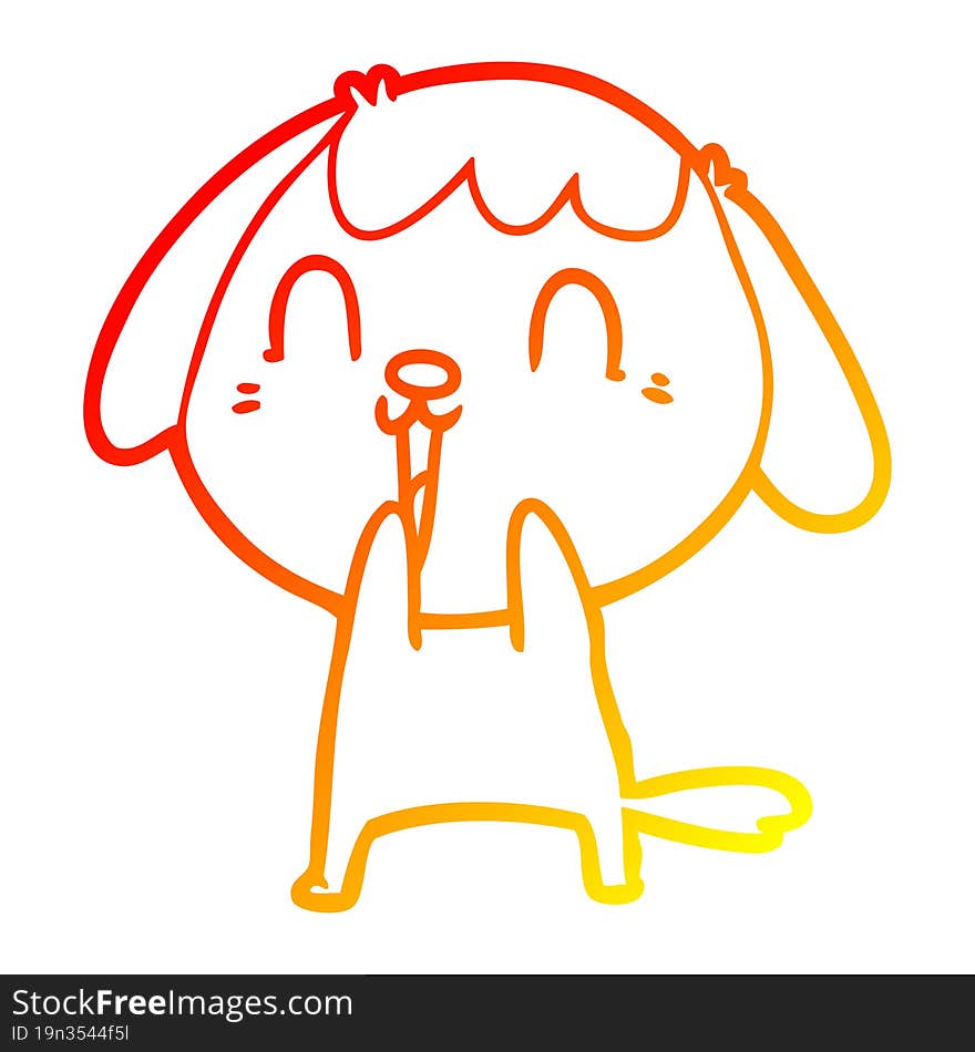 Warm Gradient Line Drawing Cute Cartoon Dog